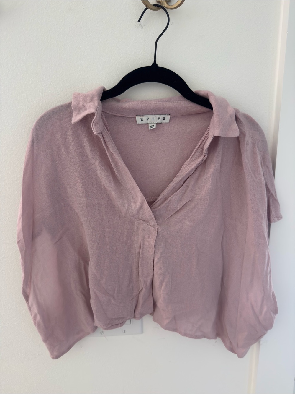 HYFVE Dusty Rose Button-Front Collared Blouse